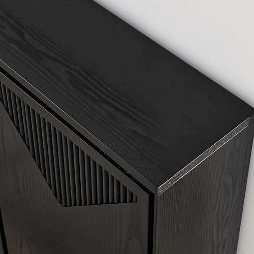 LKTART Buffet Cabinet Sideboard with Storage,Mid Century Modern Entryway Cabinet with Doors &Shelves,Narrow TV Media Console Table,Black,3 Pieces - color: D- Black, size: 3 Pieces