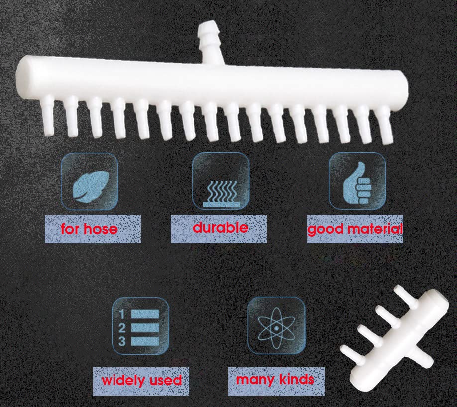 Rake-shaped hose joint air discharge diverter, Plastic Barb Hose Fitting Connector, 8-Way Outlet Air Line Pump Tubing Splitter Water Flow Divider, for Aquarium Garden Agricultural Irrigation（6Pcs）
