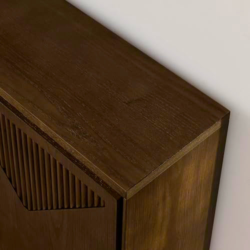 LKTART Buffet Cabinet Sideboard with Storage,Mid Century Modern Narrow Small Accent Cabinet with Doors,Wood Coffee Bar Media Console Table for Kitchen, Living Room, Entryway-Brown Walnut,2 Pieces - color: D- Brown Walnut, size: 2 Pieces