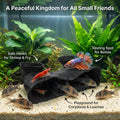Dual-Entrance Rock-Texture Cave, Aquarium Cave Fish Tank Shelter with Fish Tunnel for Swimming & Hiding Aquarium Decor Shelter for Betta, Shrimp & Snails